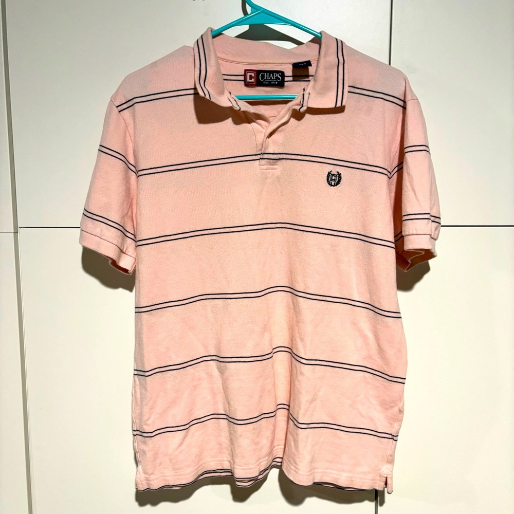 Chaps Pink Polo Shirt Vintage Men’s Large Classic Style Golf Outdoors Preppy